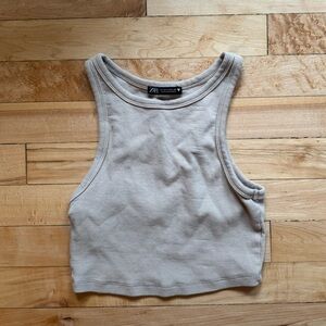 Zara Beige Cropped Tank